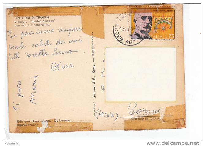 PO4611A# VIBO VALENTIA - TROPEA DINTORNI - VILLAGGIO SABBIE BIANCHE  VG 1972 - Vibo Valentia