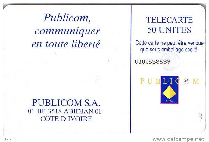 Ivory Coast, IVC-P-7, 50 Units, Publicom Logo, 2 Scans. - Costa D'Avorio