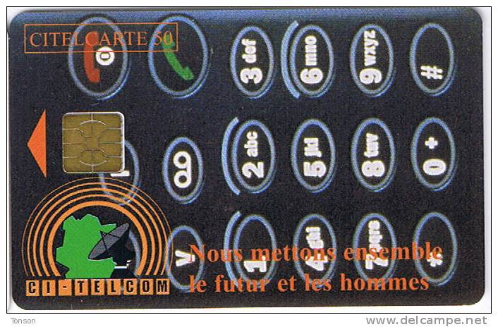 Ivory Coast, IVC-18, 50 Units, Telephone Dial, 2 Scans. - Costa De Marfil