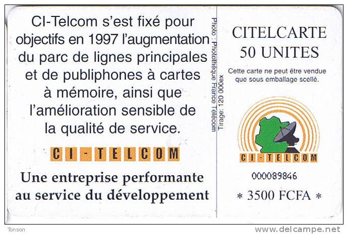 Ivory Coast, IVC-18, 50 Units, Telephone Dial, 2 Scans. - Côte D'Ivoire