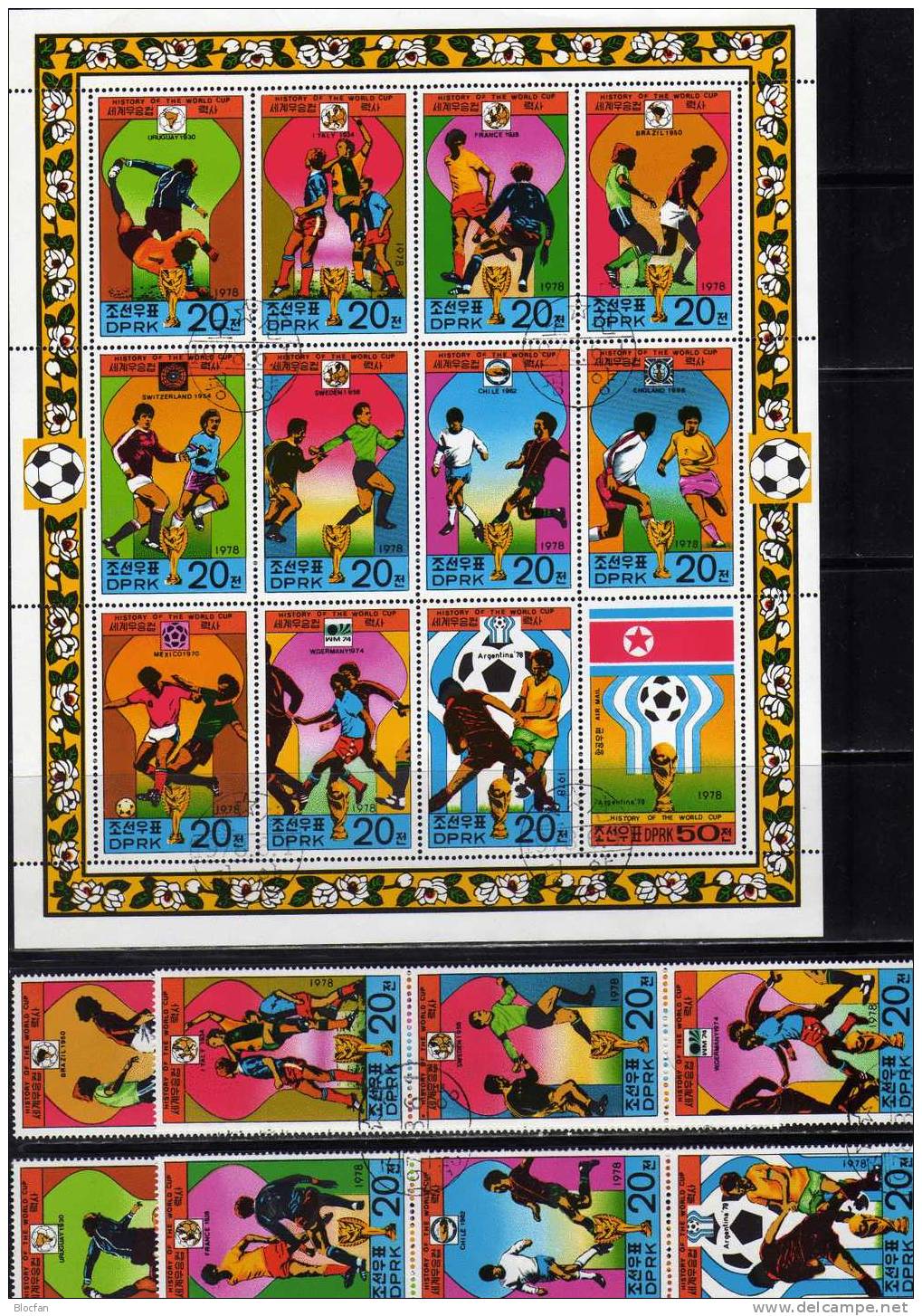 Fußball 1978 Korea 1733/45,4x ZD,4x ER+12-KB O 28€ Endspiele Championat Uruguay Italien Frankreich Soccer Sheetlet Corea - Oblitérés