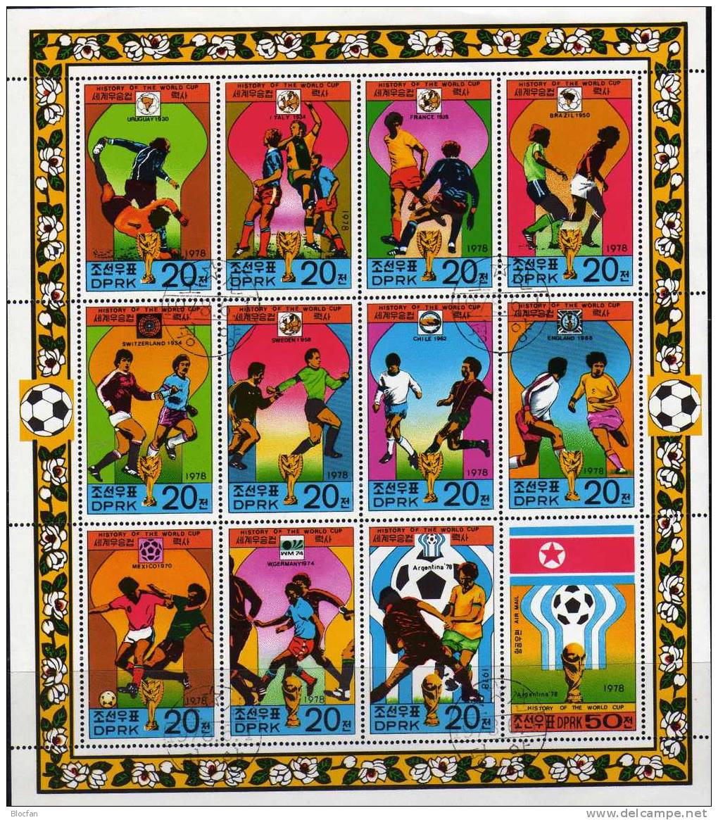 Fußball 1978 Korea 1733/45,4x ZD,4x ER+12-KB O 28€ Endspiele Championat Uruguay Italien Frankreich Soccer Sheetlet Corea - Used Stamps