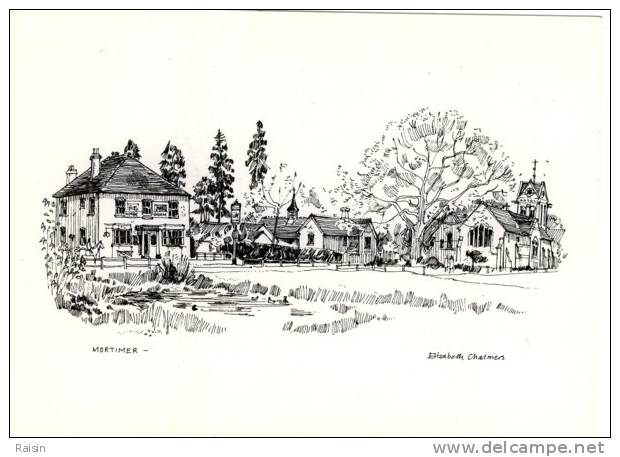 Royaume Uni Angleterre Berkshire Village  Mortimer Dessin à La Plume D'Elisabeth Charmers CPSM TBE - Sonstige & Ohne Zuordnung