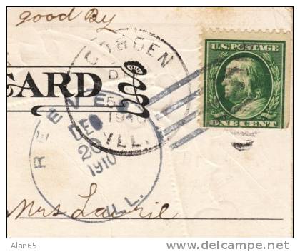 Reeves Illinois IL DPO-4 Williamson County Post Office Open 1905-11 Receiving Postmark Cancel On Postcard - Storia Postale