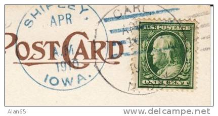 Carl North Dakota (Grant County) ND, DPO-4 To Shipley Iowa (Story County) IA, Postmarks Cancel On Postcard - Poststempel