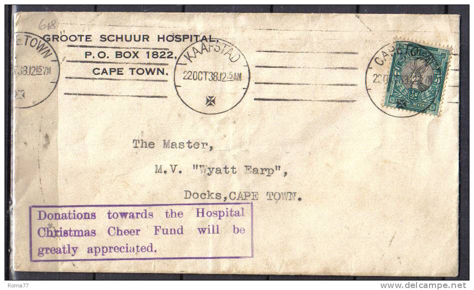 TR618 - SOUTH AFRICA , Lettera Del 22/10/1938 . - Other & Unclassified