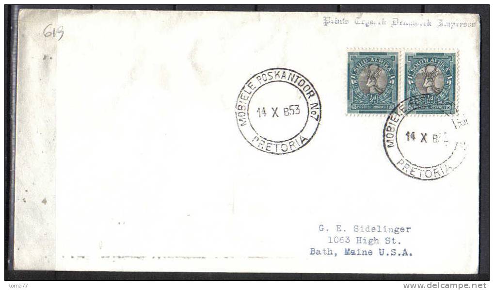 TR619 - SOUTH AFRICA , Lettera Del 14/10/1953 . - Altri & Non Classificati