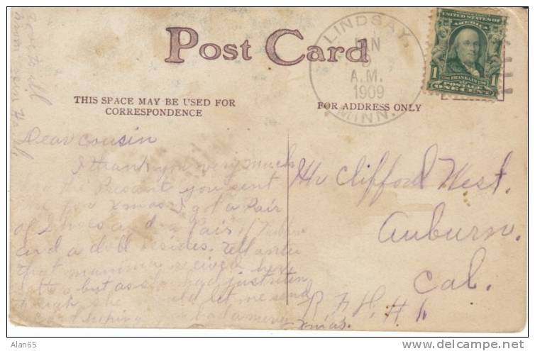 Lindsay Minnesota (Polk County) MN DPO-4 Postmark Cancel On Postcard Children On Horse - Postal History
