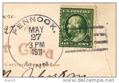 Red Wing MN View, Pennock Minnesota Postmark On C1900s/10s Vintage Postcard - Andere & Zonder Classificatie