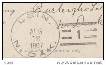 Winona MN Levee Park, Lein ND North Dakota DPO-2 Doane Postmark Receiving Cancel On 1900s Vintage Postcard - Autres & Non Classés