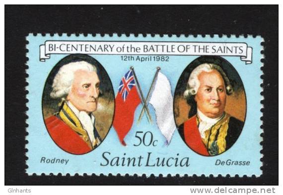 ST LUCIA - 1982 BATTLE OF THE SAINTS BI-CENTENARY 50c STAMP FINE MNH ** - St.Lucia (1979-...)