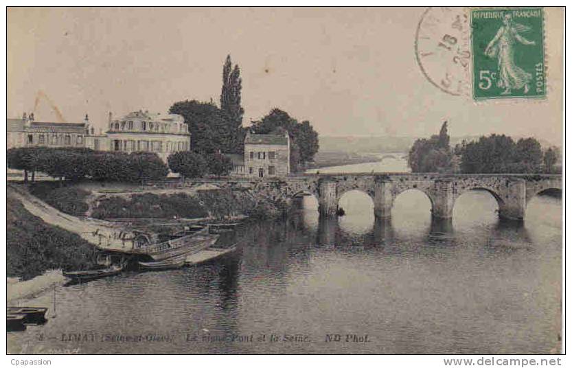 LIMAY - Le Vieux Pont Et La Seine - Cpa écrite -1916- Dos Divisé-PAYPAL SANS FRAIS - Limay