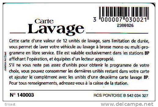 CARTE LAVAGE BP 12 UNITES GEM BON ETAT - Car Wash Cards