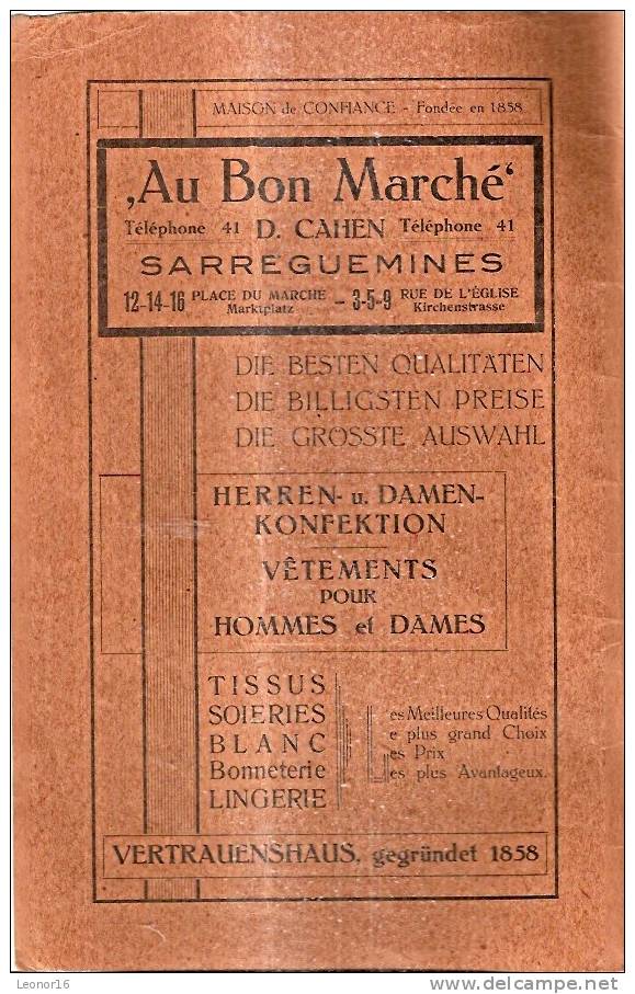 SARREGUEMINES  -  Fascicule de 66 Pages* SOCIETE CHORALE CONCORDIA * Organisatrice de "LA FÊTE FEDERALE  DU 31 MAI 1931"