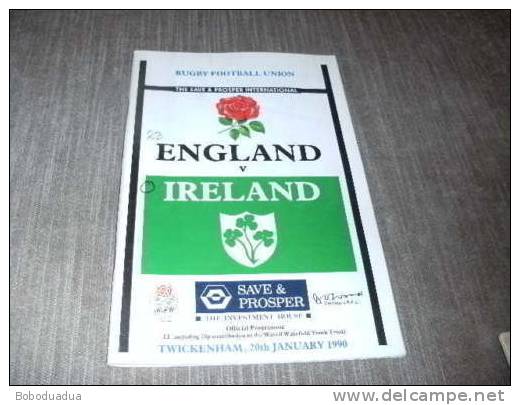 Programma Rugby England - Ireland Five Nations 1990 Twickenham - Rugby