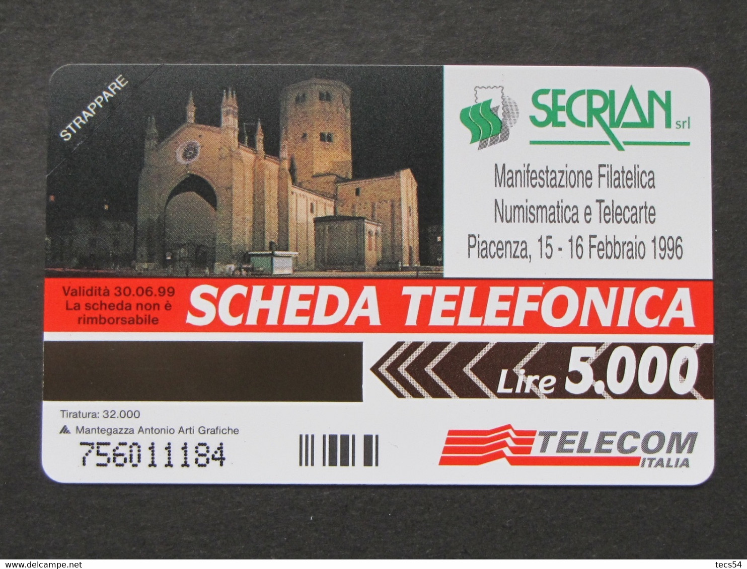 ITALIA TELECOM - 3434 C&C 345 GOLDEN - PRIVATE PUBBLICHE - SECRIAN PIACENZA - NUOVA MINT - Private-Omaggi