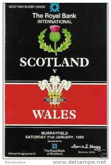 Programma Rugby Scotland - Wales Five Nations 1989 Murrayfield - Rugby