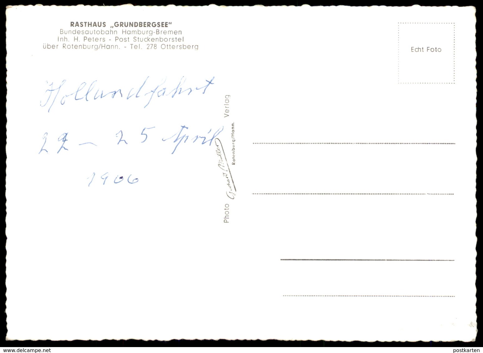 ÄLTERE POSTKARTE AUTOBAHN RASTSTÄTTE GRUNDBERGSEE BAB HAMBURG - BREMEN A1 SOTTRUM OTTERSBERG Ansichtskarte Cpa Postcard - Rotenburg (Wümme)