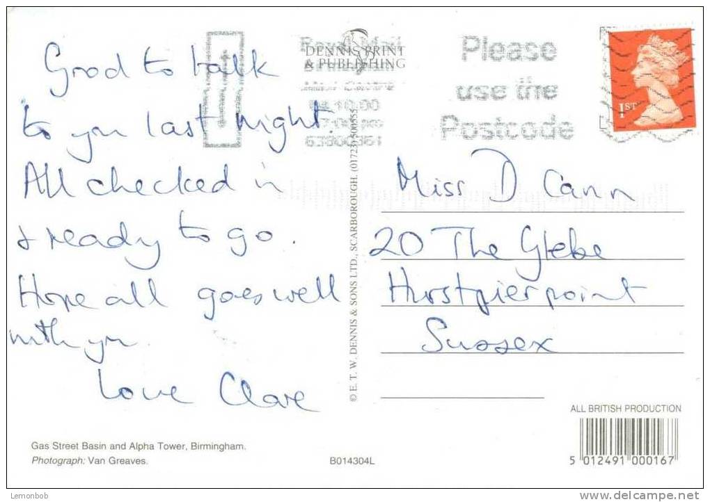 Britain - United Kingdom - Birmingham - Used Postcard [P2239] - Birmingham
