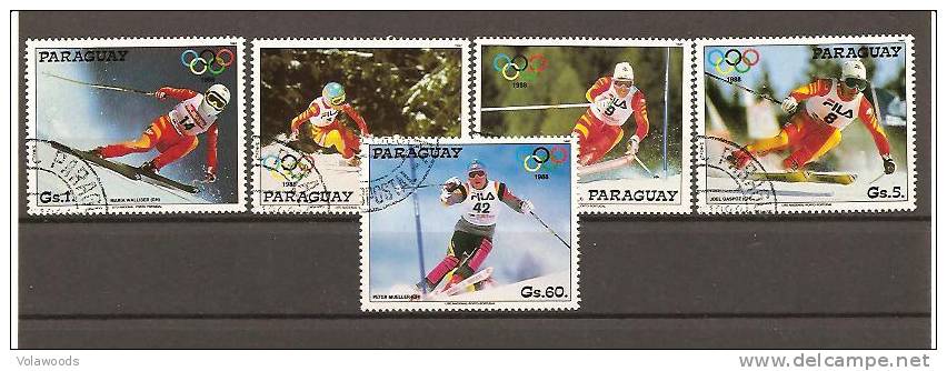 Paraguay - Serie Completa Usata: Olimpiadi Di Calgary 1988 - Invierno 1988: Calgary