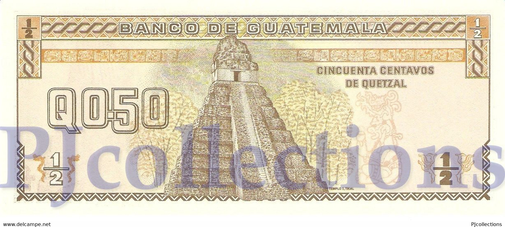 GUATEMALA 1/2 QUETZAL 1989 PICK 72 UNC - Guatemala