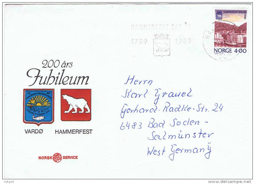 N Norwegen 1989 Mi 1016 FDC - Storia Postale