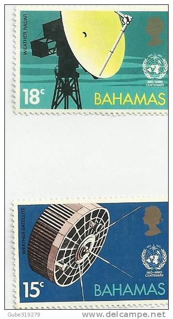 WEATHER SATELLITE  BAHAMAS-1972- WEATHER SATELLITE INTL METEOROLOGICAL COOPERATION-2 VALUES (15-18 CENTS) MNH OG - Bahamas (1973-...)