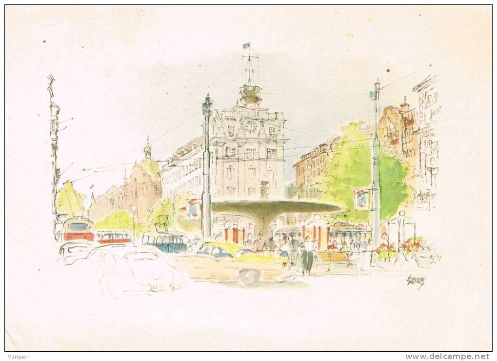 Portal Aerea STOCKHOLM BAN (Suecia) 1956. Pintura Oleo Stockholm - Briefe U. Dokumente