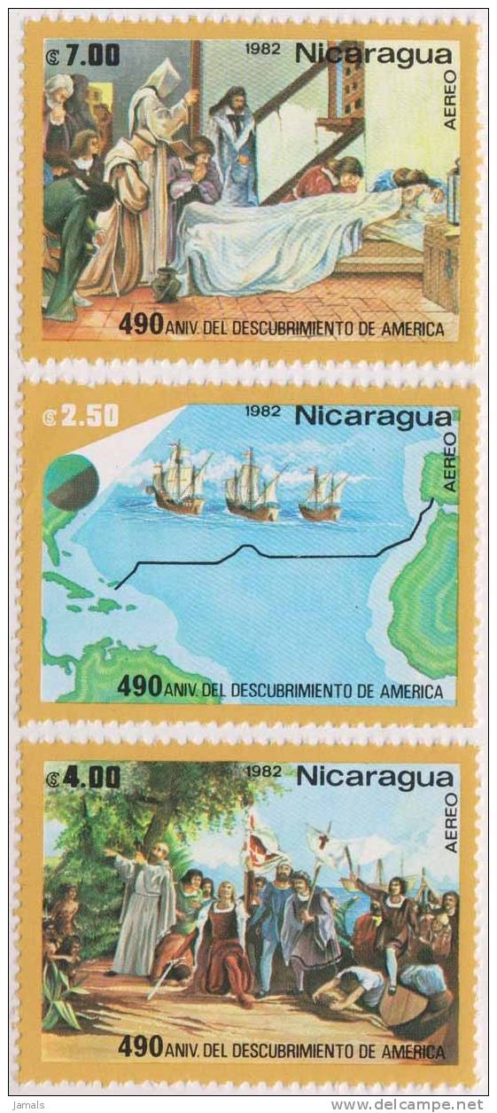 Christopher Columbus, Ship, Map, Discovery Of America, Mint NH, Nicaragua - Christopher Columbus