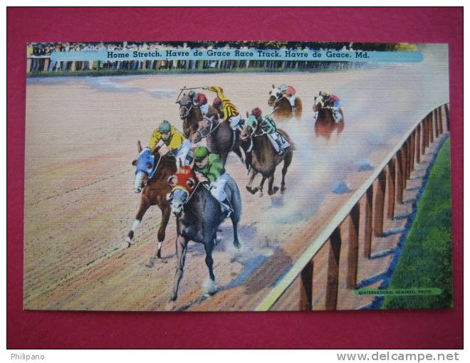 Home Stretch Havre De Grace Race Track- Harve De Grace MD  Linen  ------------------(Ref110) - Andere & Zonder Classificatie