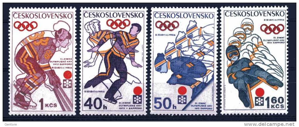 CZECHOSLOVAKIA 1972  Sapporo Games Cpl Set Yvert Cat N° 1894/97   Absolutely Perfect  MNH** - Winter 1972: Sapporo