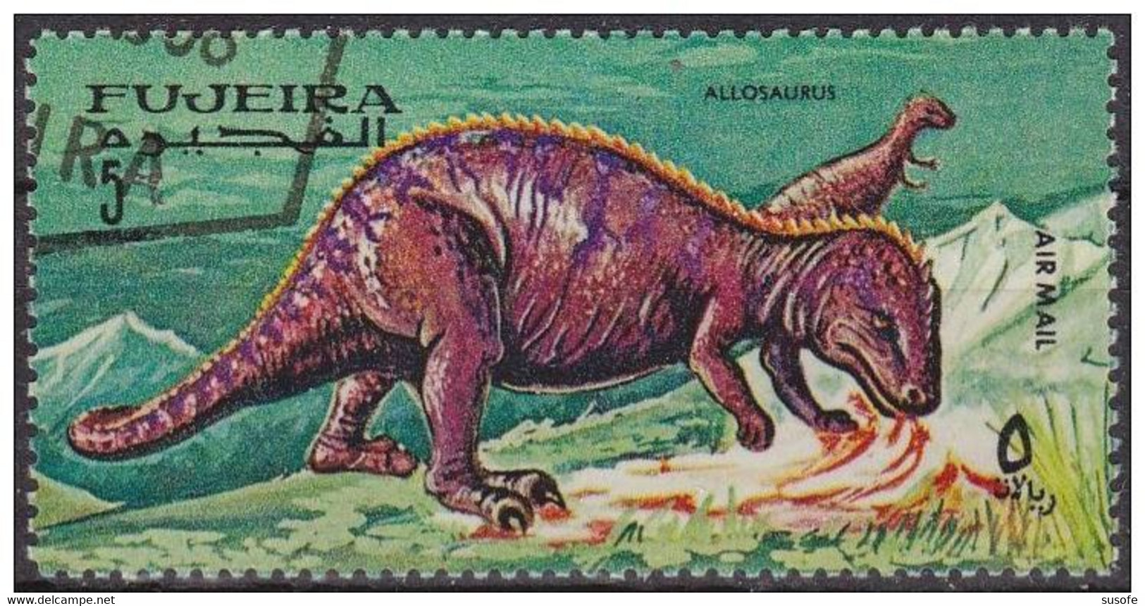 Fujeira 1968 Michel 256A Sello * Animales Prehistoricos Allosaurus Correo Aereo Yvert 78-E Fuyaira Fujairah Stamps - Fudschaira