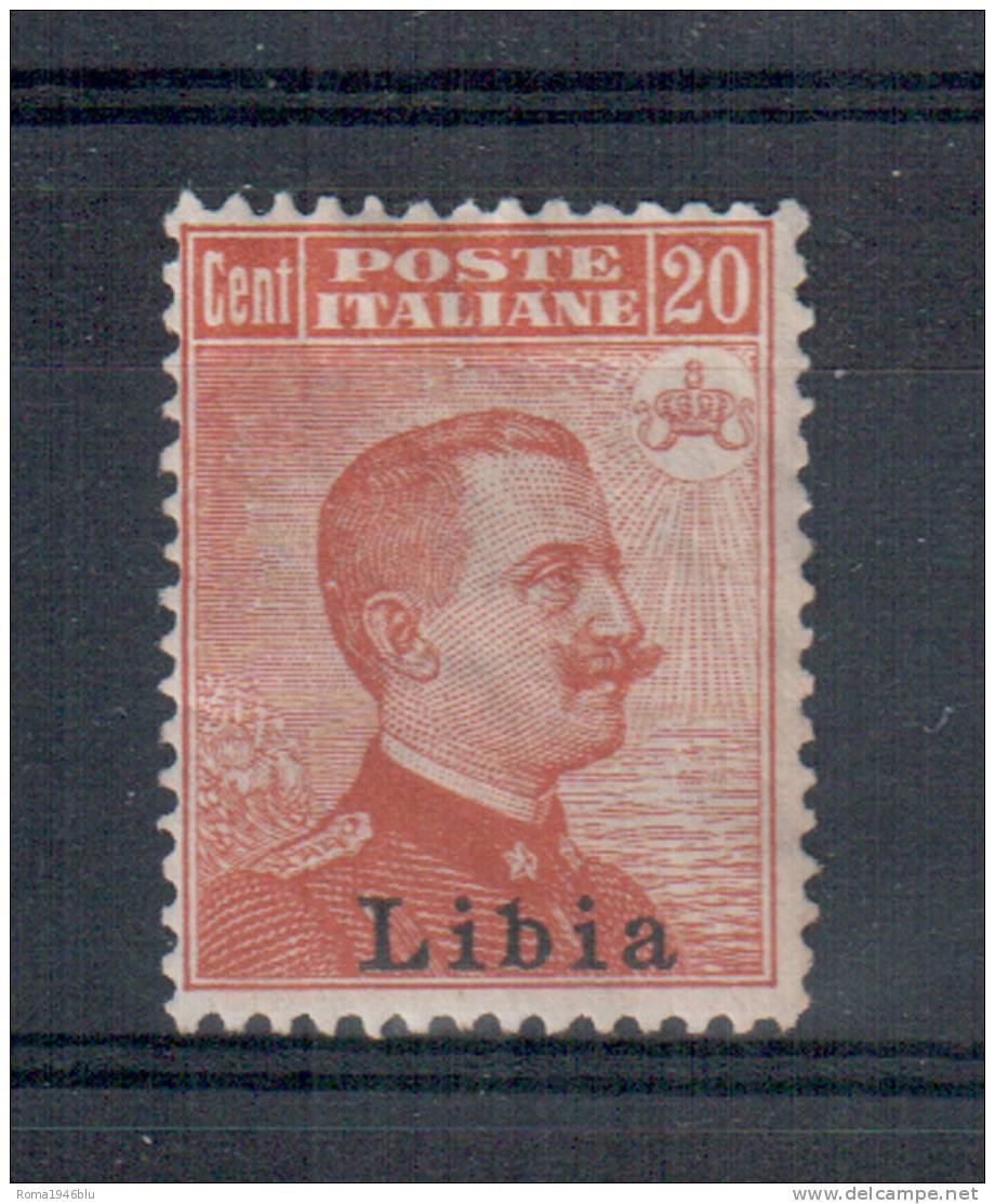 LIBIA 1918 FRANCOBOLLO SOPRASTAMPATO LIBIA 20 C. ** MNH - Libya