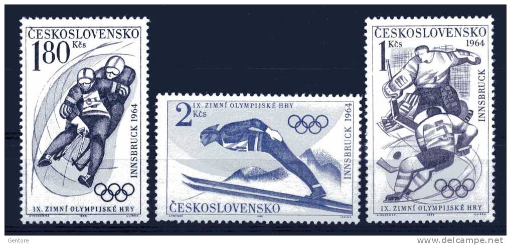 CZECHOSLOVAKIA 1964  Winter Games Cpl Set Yvert Cat N° 1315/17   Absolutely Perfect  MNH** - Hiver 1964: Innsbruck