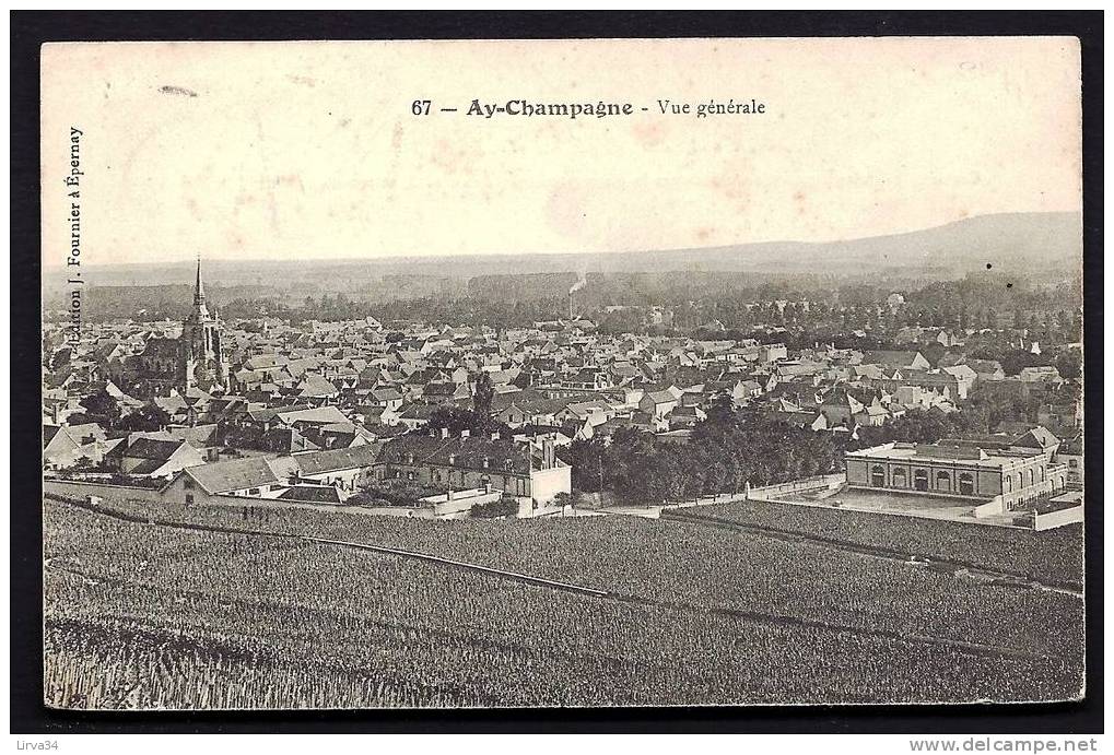 CPA  ANCIENNE- FRANCE- AY-CHAMPAGNE (51)- VUE GENERALE DU BOURG- VIGNOBLE- - Ay En Champagne