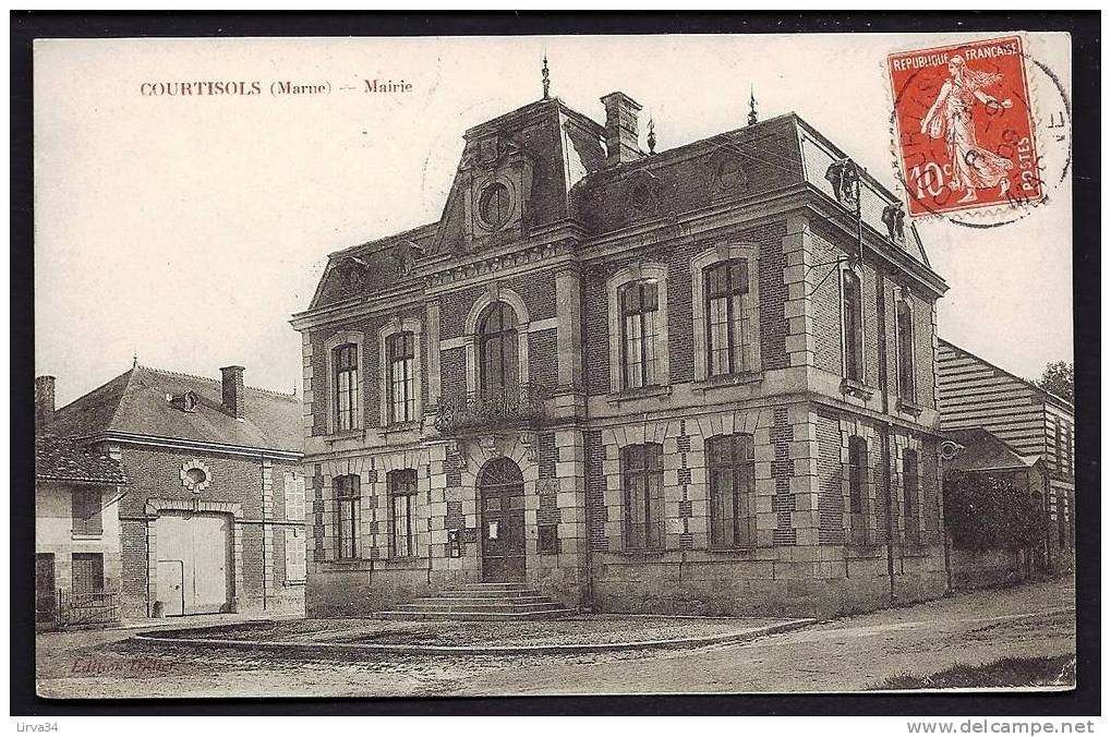 CPA  ANCIENNE- FRANCE- COURTISOLS (51)- LA MAIRIE EN TRES GROS PLAN - Courtisols