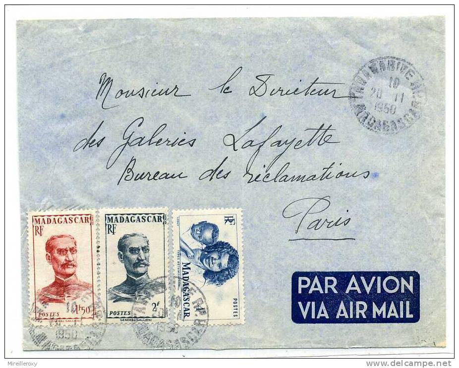 LETTRE MADAGASCAR  POUR PARIS FRANCE / TANANARIVE 1950 - Covers & Documents