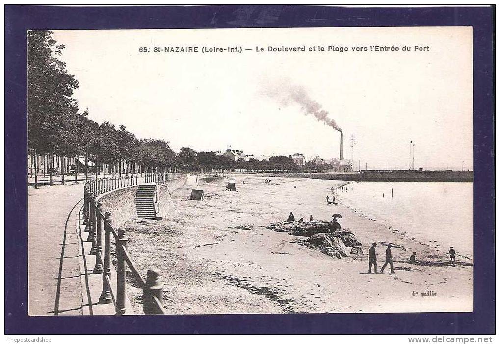 &#9829; CPA 44 No65 SAINT-NAZAIRE LE BOULEVARD ET LA PLAGE VERS L'ENTREE DU PORT MORE FRANCE LISTED FOR SALE @1 EURO OR - Saint Nazaire