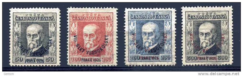 CZECHOSLOVAKIA 1926 Sokols-Prague   Cpl Set Yvert Cat N° 209/12     Mint  Hinged Expertised - Ungebraucht