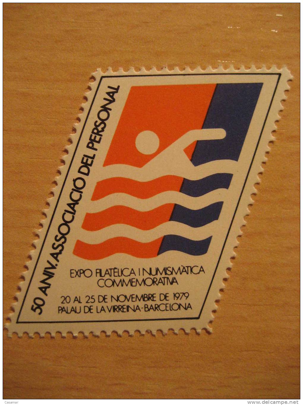 SPAIN Barcelona 1979 Swimming Natation Natacion La Caixa Pensions Exp Palau Virreina Poster Stamp Label Vignette Viñeta - Zwemmen