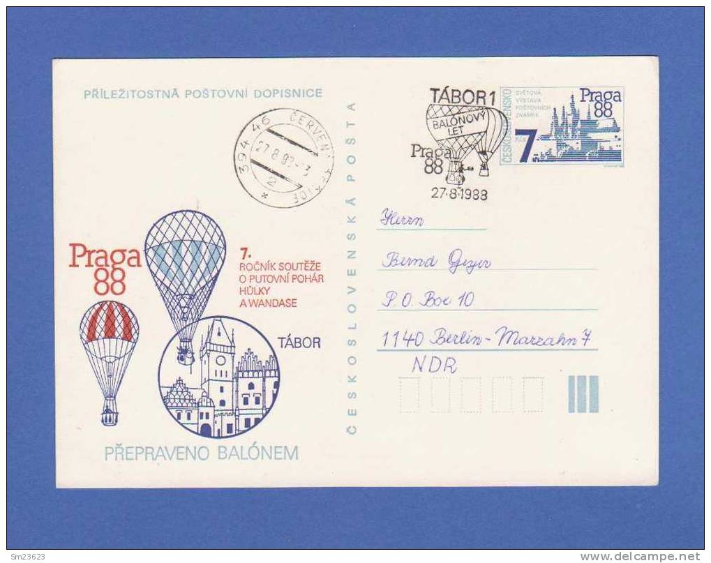 Tschechoslowakei 1988 , (20) Postkarte / Ganzsache - Praga 88 SS - - Postkaarten