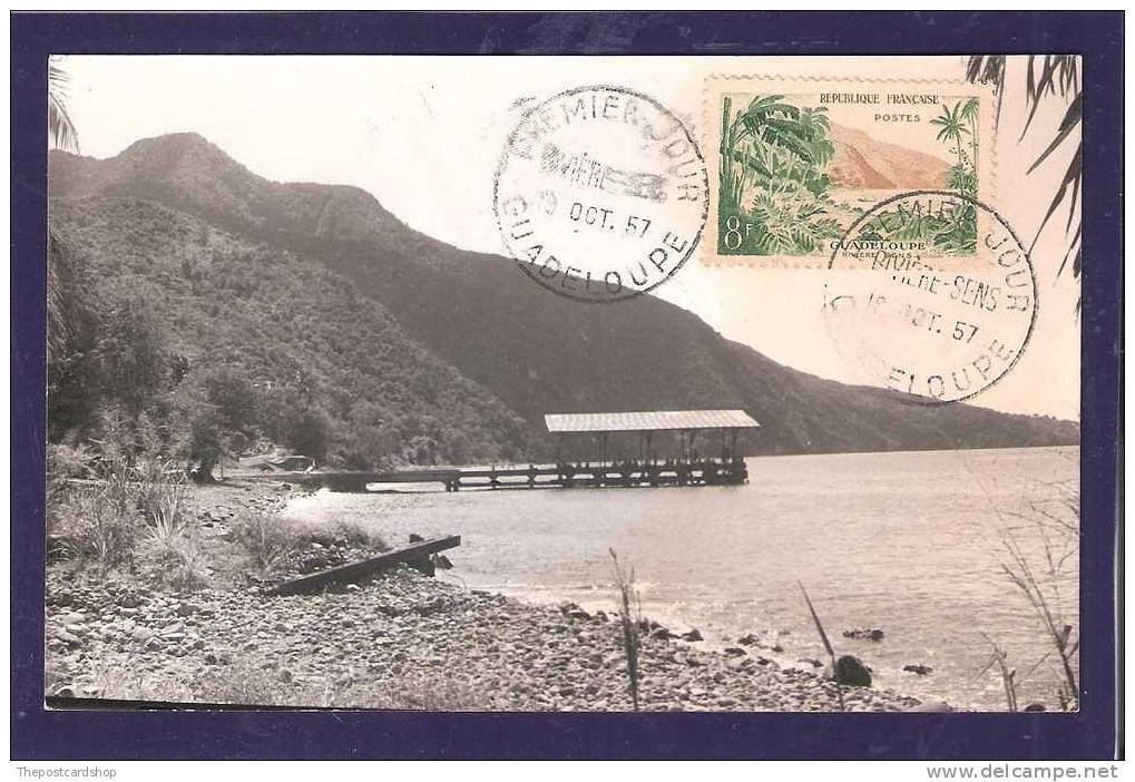 CPA FRANCE Guadeloupe 19 OCT 1957 PREMIER JOUR FIRST DAY OF ISSUE STAMP RIVIERE SENS - GRAVOR OFFICILLEpointe A - Autres & Non Classés