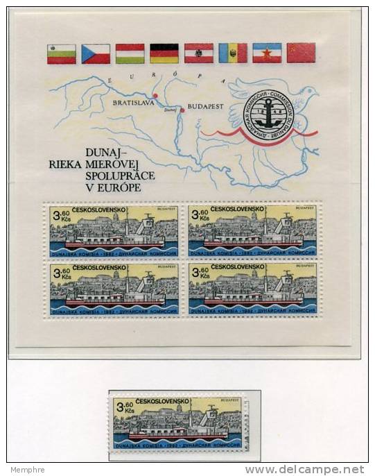1982   Danube Commission  Set Of 2 Sheetlets   And 2 Stamps  Mi Nr  2679-2680  Block 51-2  MNH ** - Blocks & Sheetlets