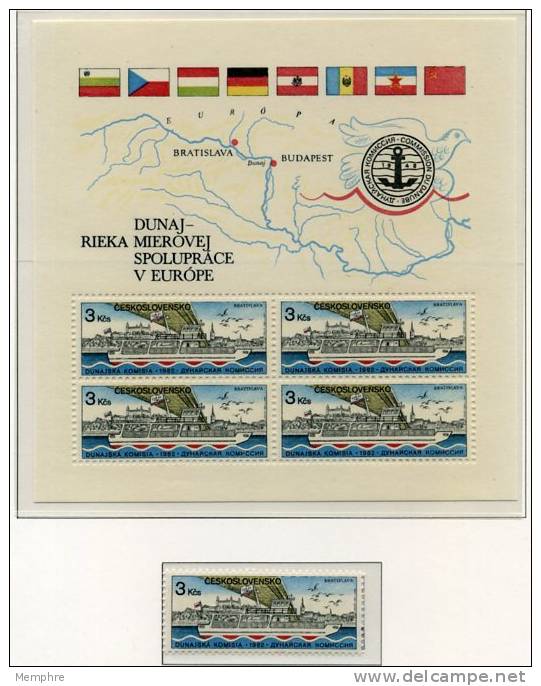 1982   Danube Commission  Set Of 2 Sheetlets   And 2 Stamps  Mi Nr  2679-2680  Block 51-2  MNH ** - Blocs-feuillets