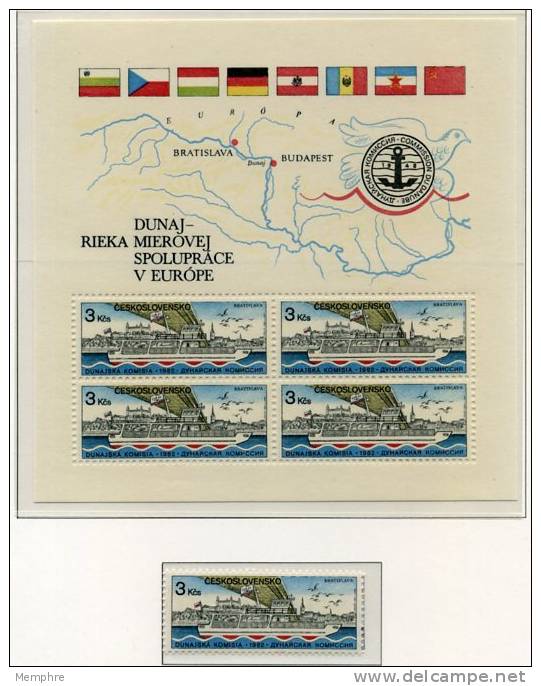 1982   Danube Commission  Set Of 2 Sheetlets   And 2 Stamps  Mi Nr  2679-2680  Block 51-2  MNH ** - Blocks & Sheetlets