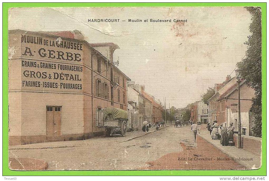 78 - HARDRICOURT - Moulin Et Boulevard Carnot - Edit. Le Chevallier (Carte Toilée) - Hardricourt