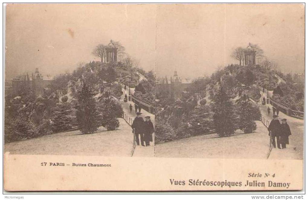 PARIS - Buttes Chaumont - Vues Stéréoscopiques Julien Damoy - Stereoscope Cards