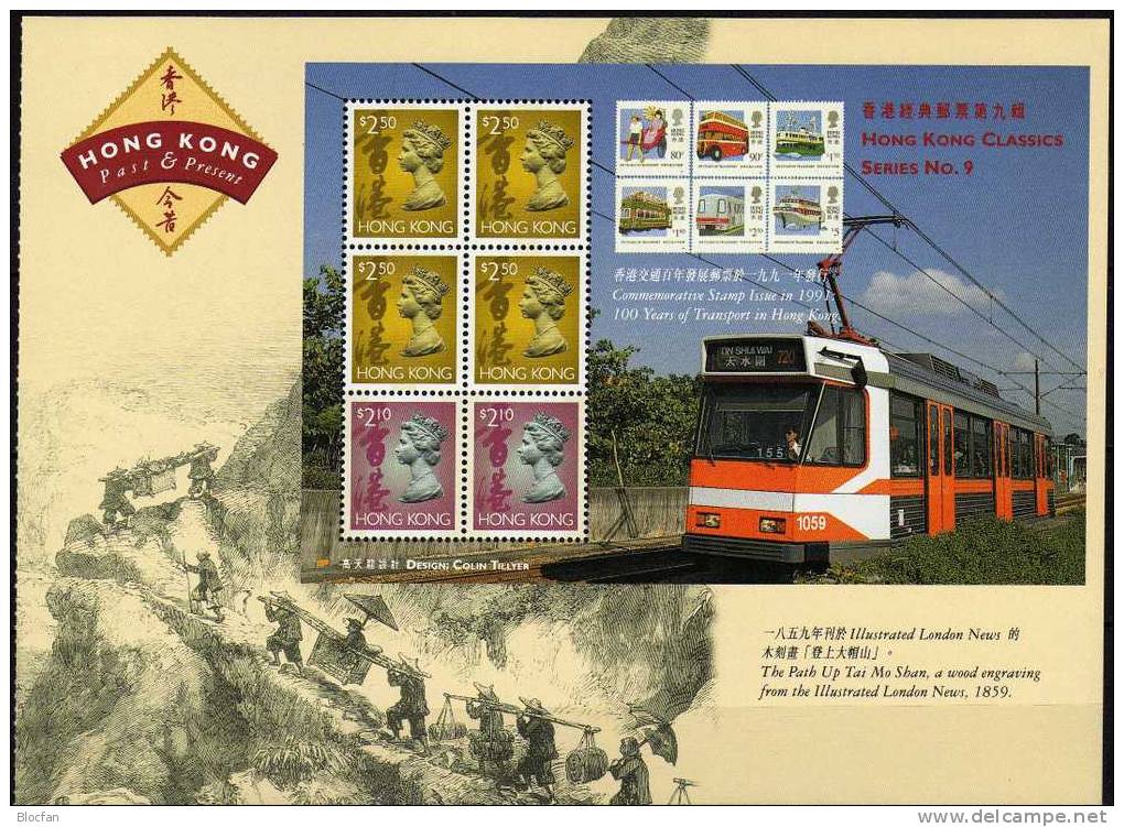 History Transport In Der Stadt Hongkong 746, 773 ZD, Block 51+ HBl.3/97 ** 30€ Ausstellung Stamp On Stamp Expo HONG KONG - Carnets