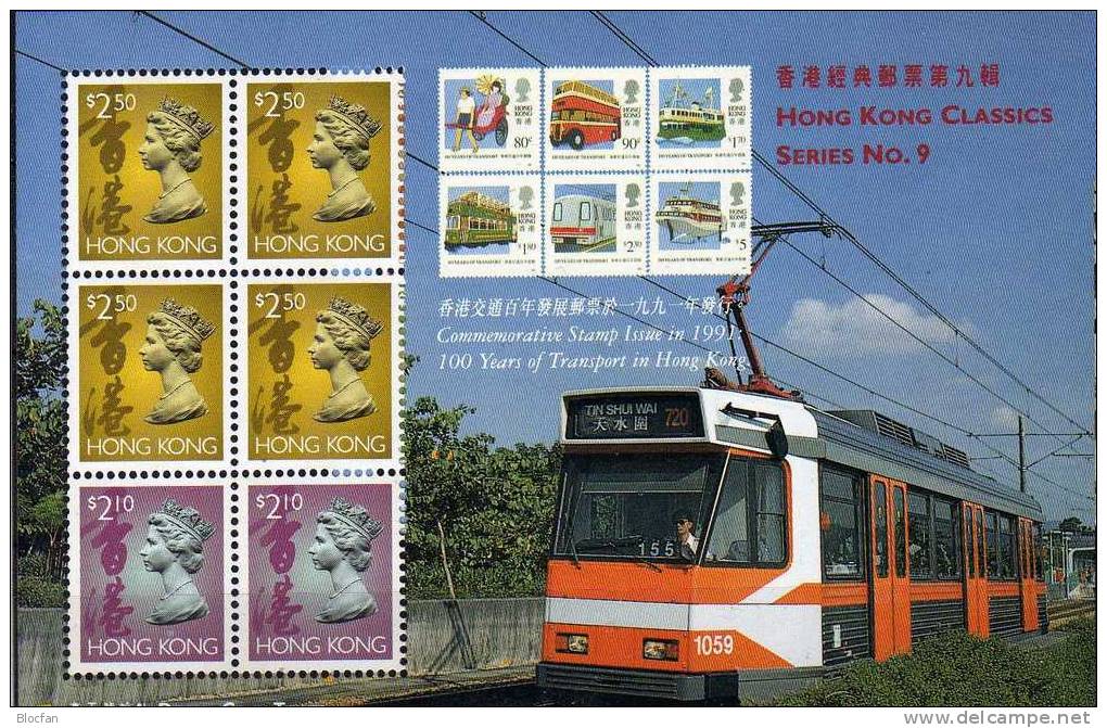 History Transport in der Stadt Hongkong 746, 773 ZD, Block 51+ HBl.3/97 ** 30€ Ausstellung stamp on stamp expo HONG KONG