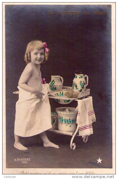 Cpa,1907,lot De 5 Cartes Postales,la Toilette De Bébé ,dont 1 En Double,rare, - Baby's